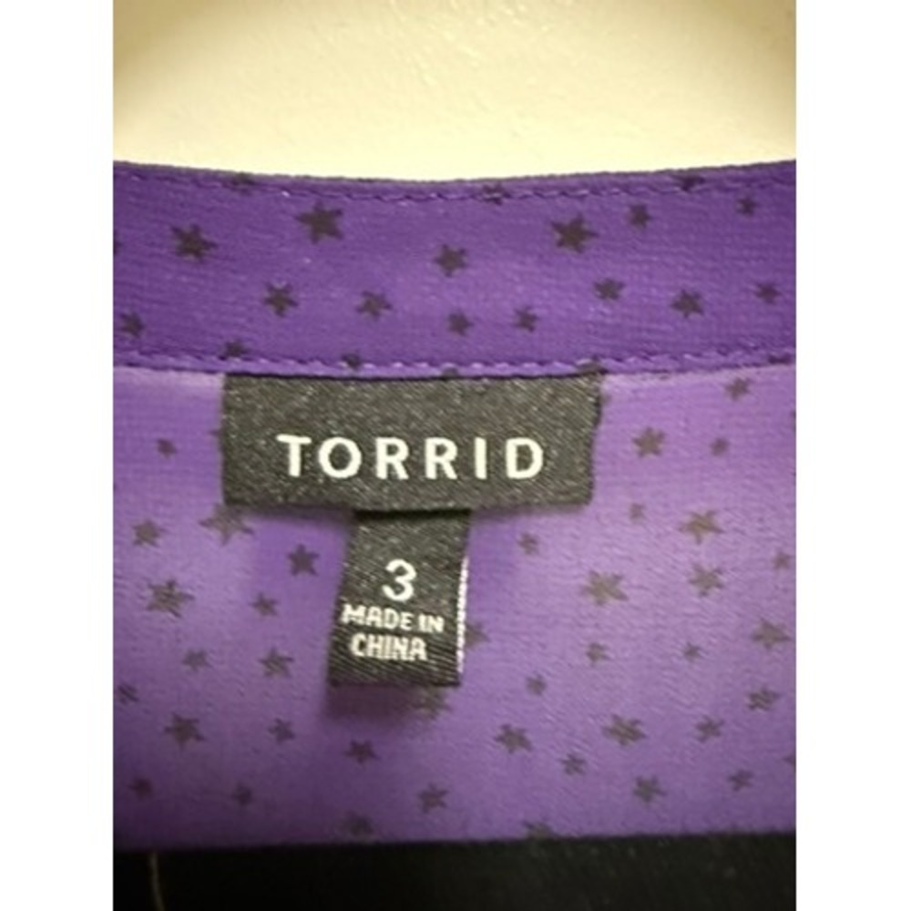 Torrid Purple Star Print Chiffon Shirt Dress Starry Night Celestial 3 3X 22 24 - Picture 6 of 10